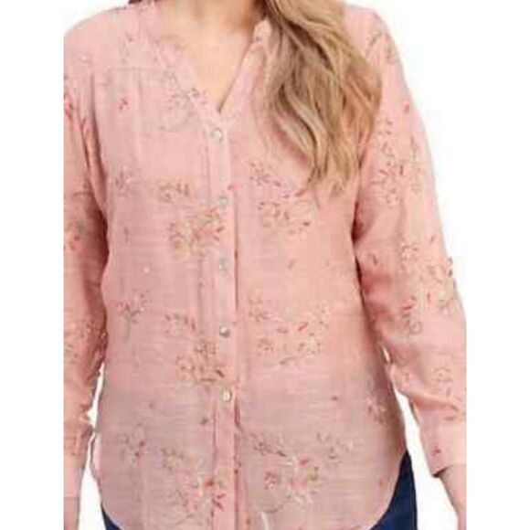 Anthropologie Fig and Flower Pink Floral Blouse. Bohemian. Embroidered. - Picture 1 of 13